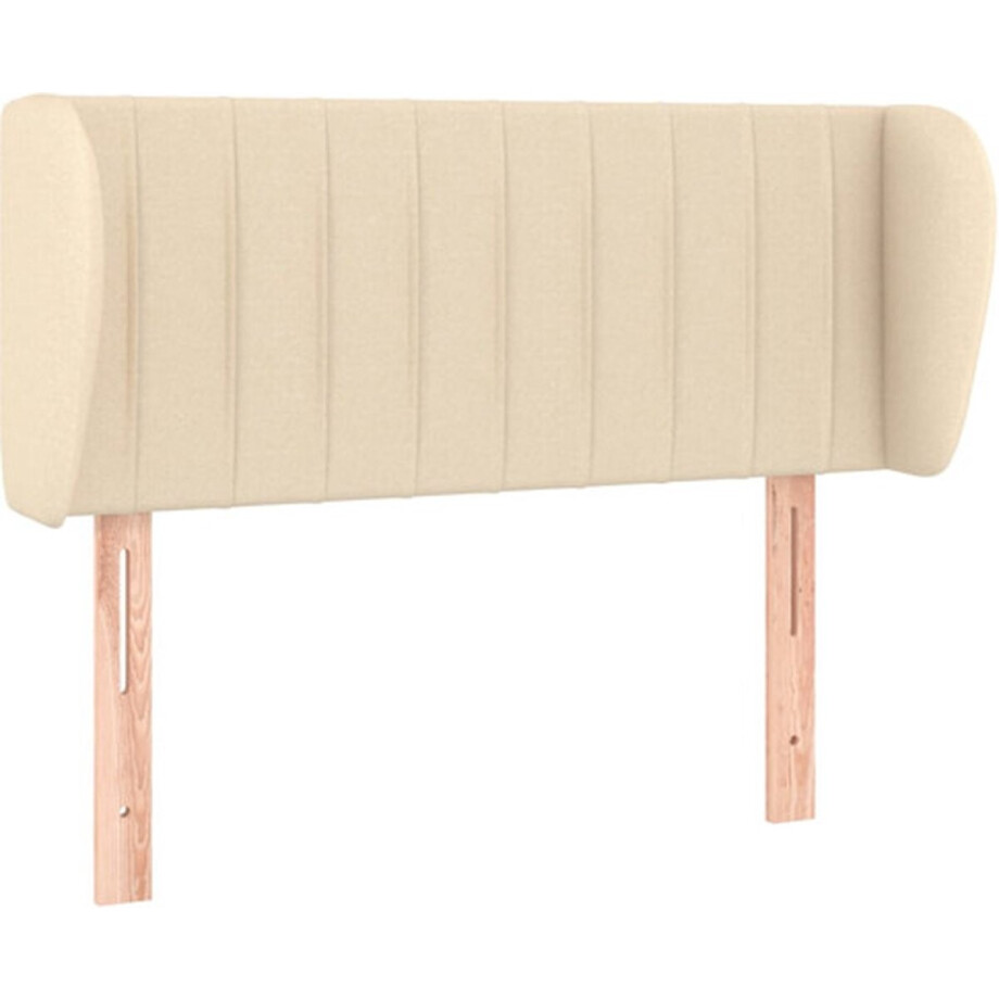 vidaXL - Hoofdbord - met - randen - 83x23x78/88 - cm - stof - crèmekleurig vidaXL - Hoofdbord - met - randen - 83x23x78/88 - cm - stof - crèmekleurig afbeelding 1