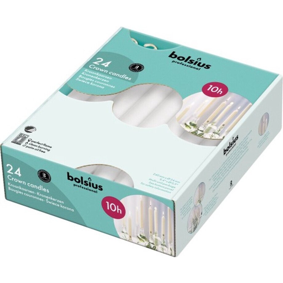 Bolsius - VOORDEELVERPAKKING - Kroonkaarsen - Wit - 96 stuks Bolsius - VOORDEELVERPAKKING - Kroonkaarsen - Wit - 96 stuks afbeelding 1