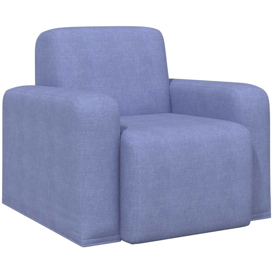 vidaXL - Fauteuil - Jeans - Blauw - Stof vidaXL - Fauteuil - Jeans - Blauw - Stof afbeelding 1