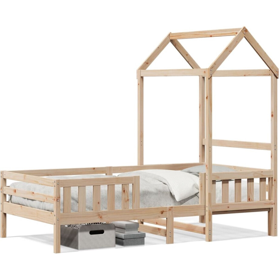 vidaXL - Bedframe - met - huisje - massief - grenenhout - 100x200 - cm afbeelding 1