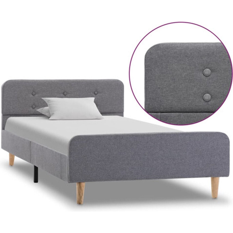 vidaXL - Bedframe - stof - lichtgrijs - 100x200 - cm vidaXL - Bedframe - stof - lichtgrijs - 100x200 - cm afbeelding 1