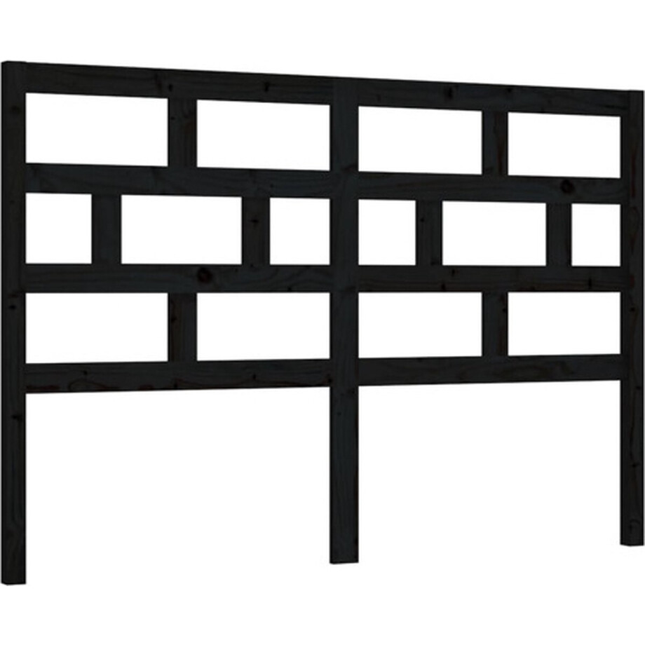 vidaXL - Hoofdbord - 156x4x100 - cm - massief - grenenhout - zwart vidaXL - Hoofdbord - 156x4x100 - cm - massief - grenenhout - zwart afbeelding 1