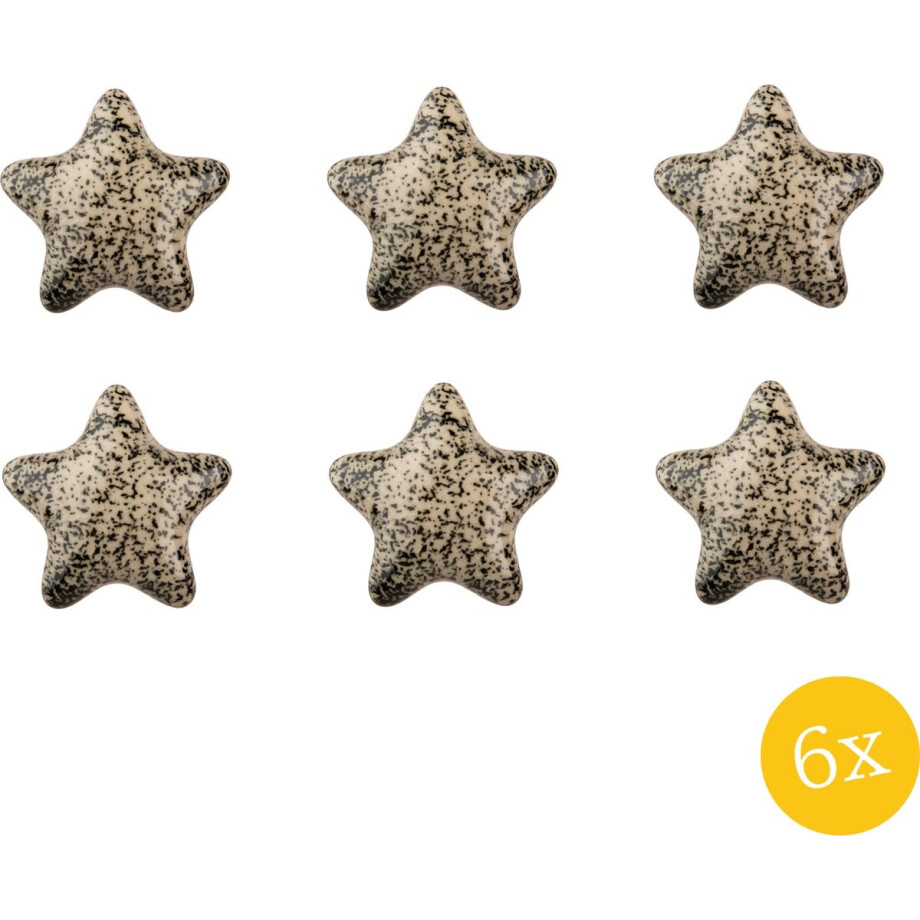 Clayre & Eef Deurknop set van 6 stuks 4 cm Zwart Keramiek Meubelknop afbeelding 1
