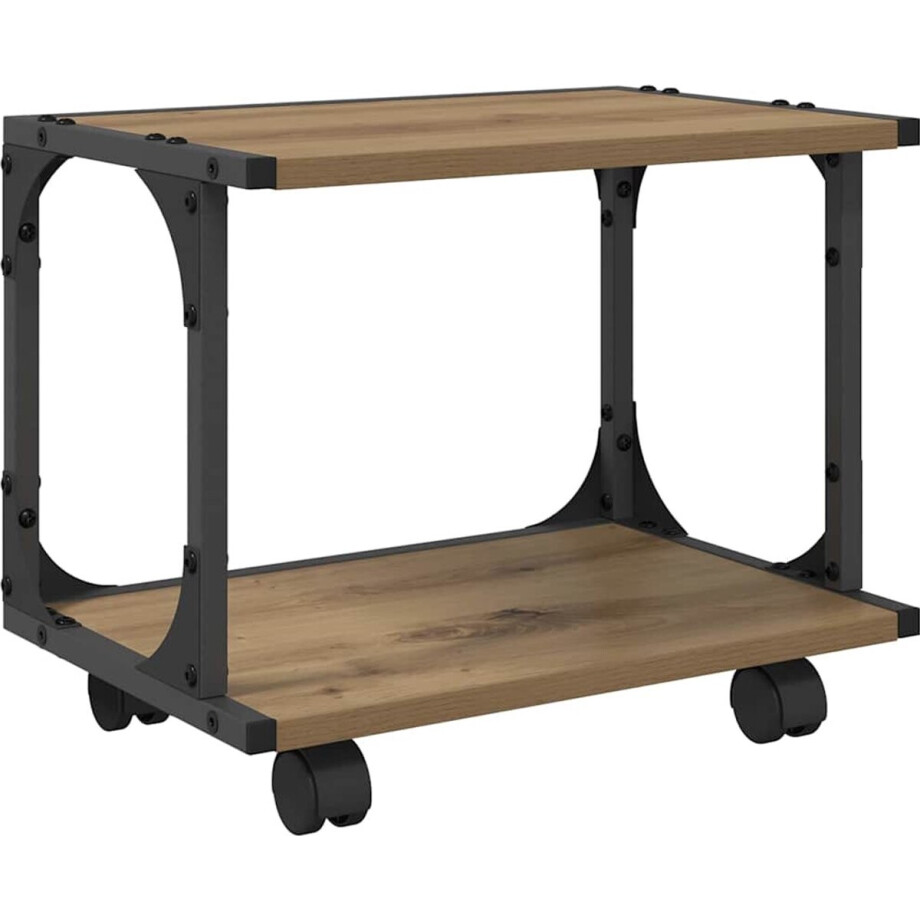 vidaXL - Printerstand - Artisanaal - eiken - 41 - x - 28 - x - 33,5 - cm - Bewerkt - hout vidaXL - Printerstand - Artisanaal - eiken - 41 - x - 28 - x - 33,5 - cm - Bewerkt - hout afbeelding 1