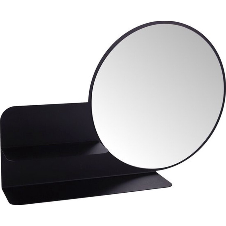 Gorillz Clever Wandspiegel met Plankje - spiegel rond - 85 x 56 cm - Zwart Gorillz Clever Wandspiegel met Plankje - spiegel rond - 85 x 56 cm - Zwart afbeelding 1