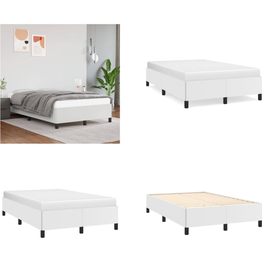 vidaXL - Bedframe - kunstleer - wit - 120x200 - cm afbeelding 1