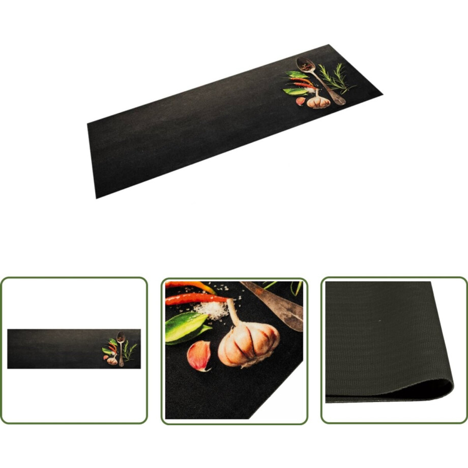 vidaXL Kruidenprint - Keukenmat - Keukenmat wasbaar kruidenprint 45x150 cm fluweel - Fluweel - Anti-slip - Wasbaar vidaXL Kruidenprint - Keukenmat - Keukenmat wasbaar kruidenprint 45x150 cm fluweel - Fluweel - Anti-slip - Wasbaar afbeelding 1