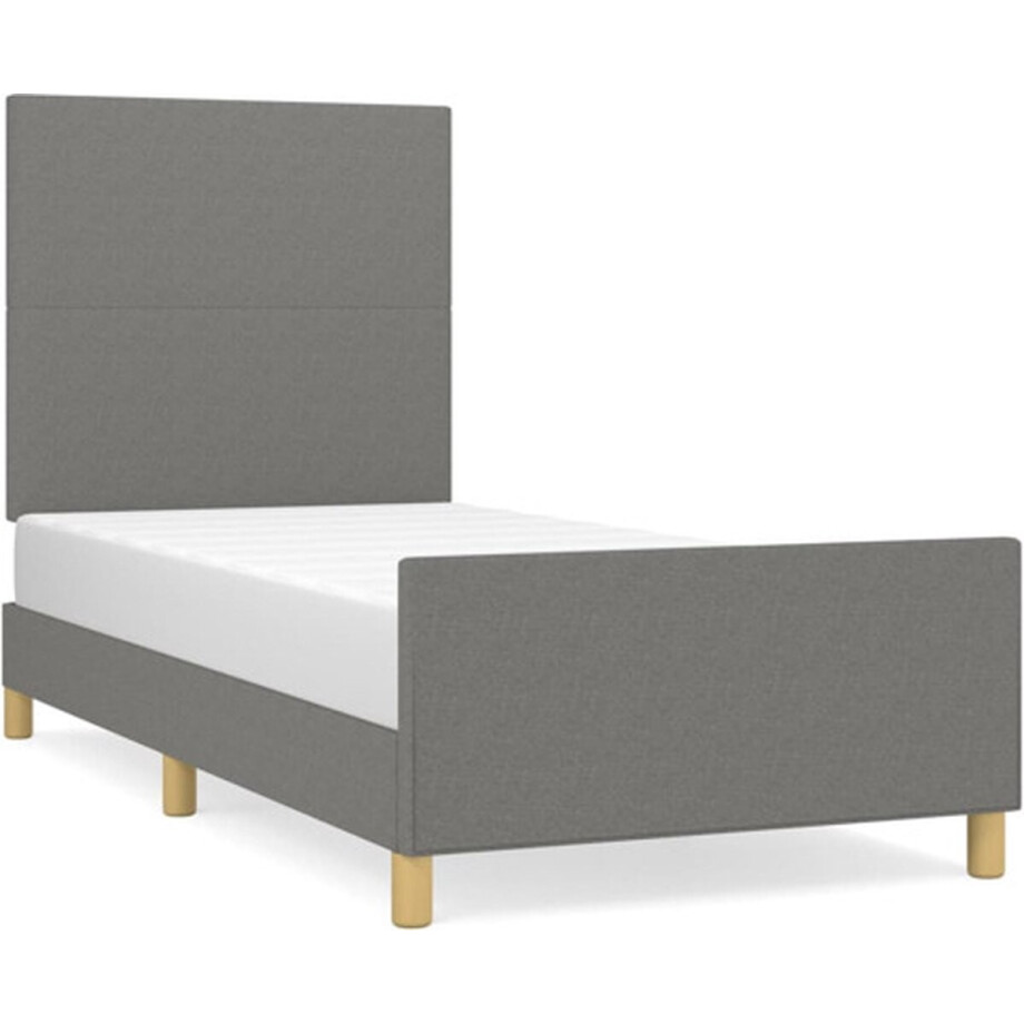 vidaXL - Bedframe - zonder - matras - 90x190 - cm - stof - donkergrijs afbeelding 1