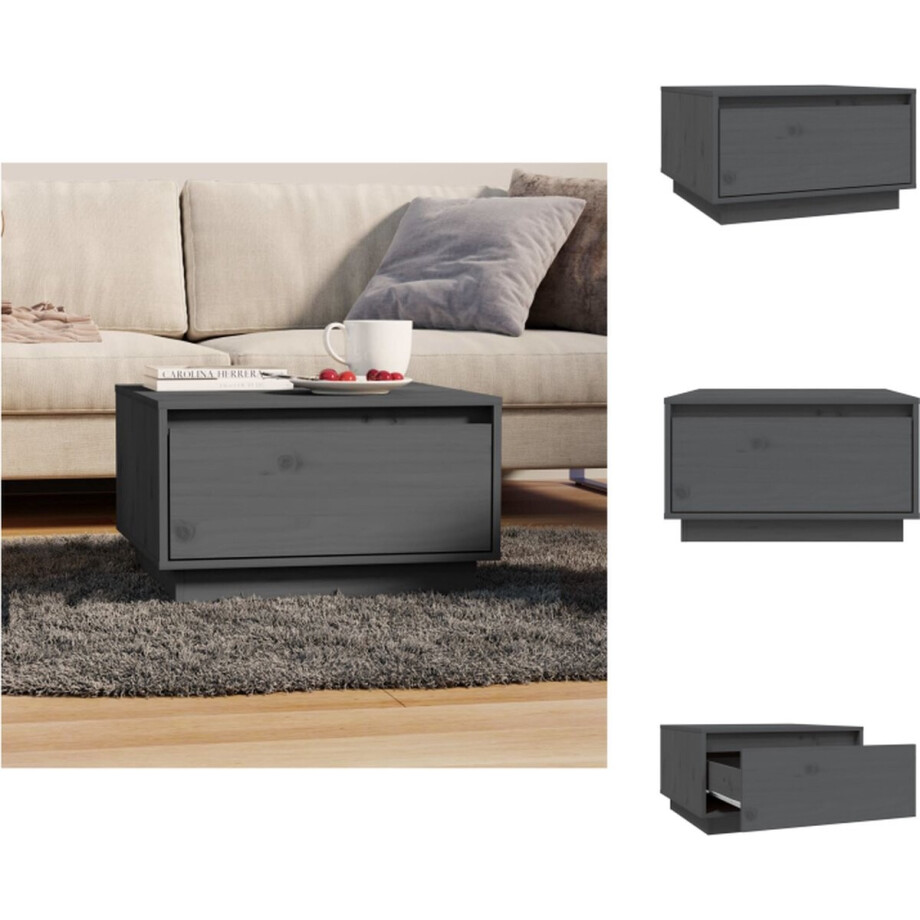 vidaXL Salontafel - Salontafels - Koffietafel - Banktafel - Salontafel 55x56x32 cm massief grenenhout grijs afbeelding 1