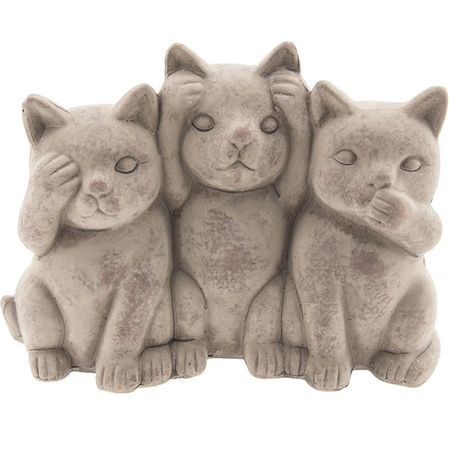 Clayre & Eef Decoratie Kat 22x10x16 cm Grijs Terracotta Clayre & Eef Decoratie Kat 22x10x16 cm Grijs Terracotta afbeelding 1