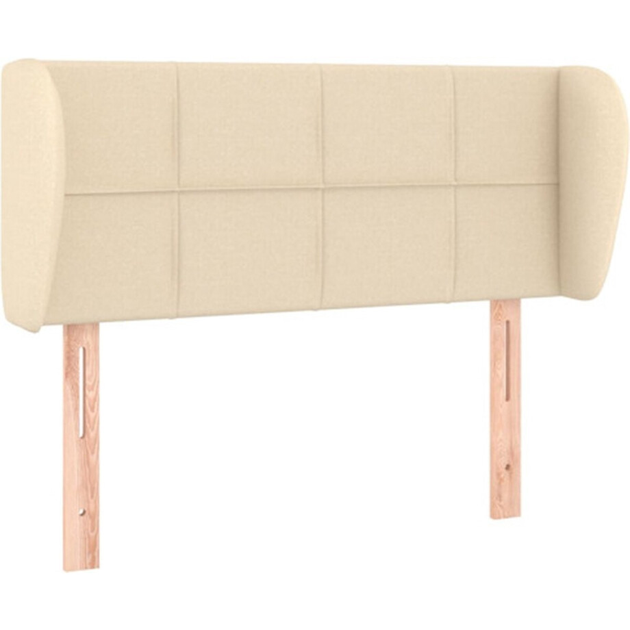 vidaXL - Hoofdbord - met - randen - 93x23x78/88 - cm - stof - crèmekleurig afbeelding 1