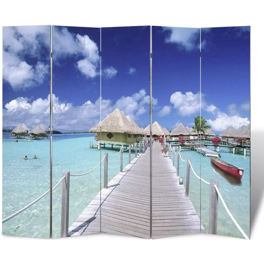 vidaXL - Kamerscherm - inklapbaar - strand - 200x170 - cm afbeelding 1