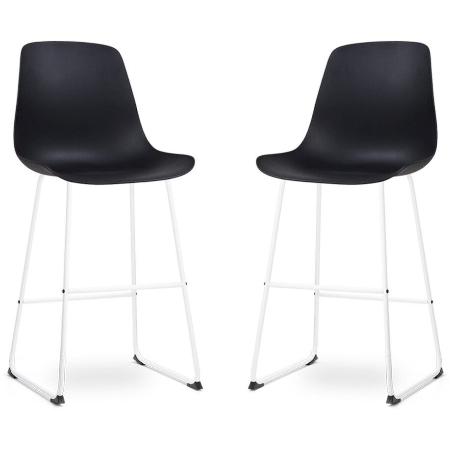 Nolon Nino-Pip barkruk zwart - wit onderstel 75 cm - set van 2 afbeelding 1