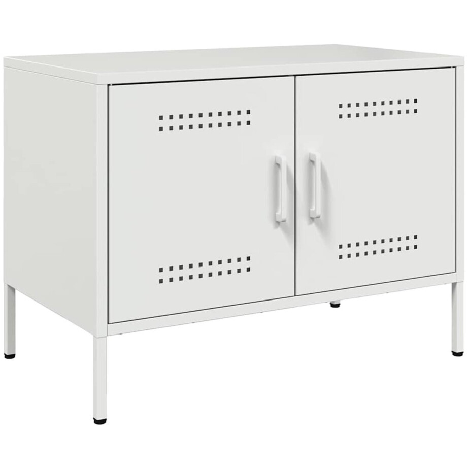 vidaXL - Tv-meubel - 68x39x50,5 - cm - staal - wit vidaXL - Tv-meubel - 68x39x50,5 - cm - staal - wit afbeelding 1