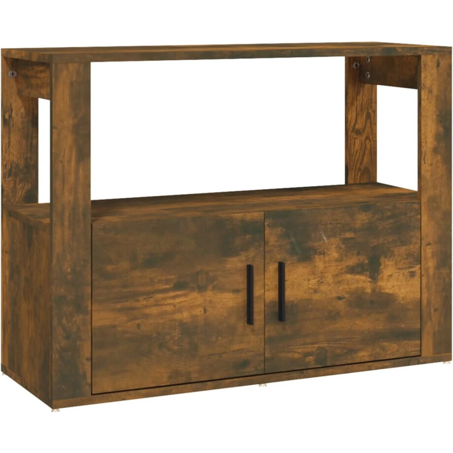 vidaXL - Dressoir - 80x30x60 - cm - bewerkt - hout - gerookt - eikenkleurig afbeelding 1