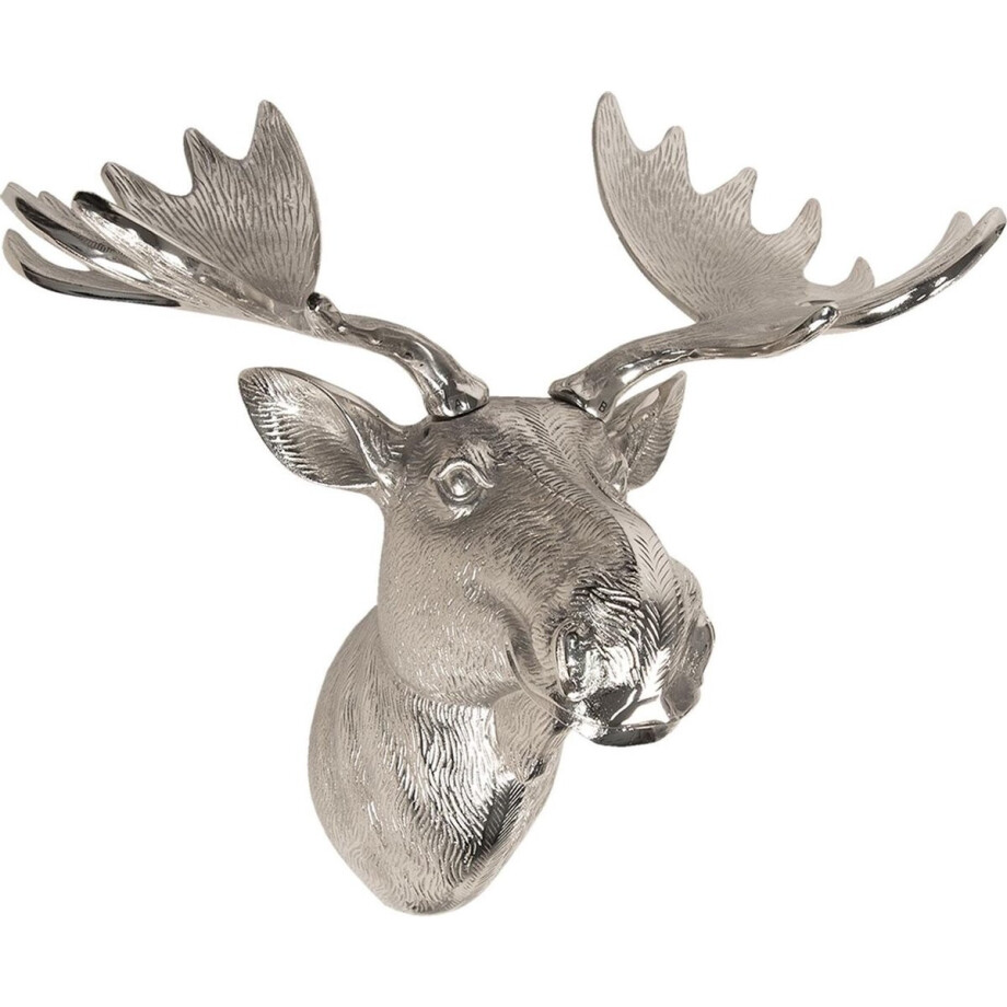 Clayre & Eef Wanddecoratie 53*30*46 cm Zilverkleurig Aluminium Eland Muurdecoratie Wandversiering Clayre & Eef Wanddecoratie 53*30*46 cm Zilverkleurig Aluminium Eland Muurdecoratie Wandversiering afbeelding 1