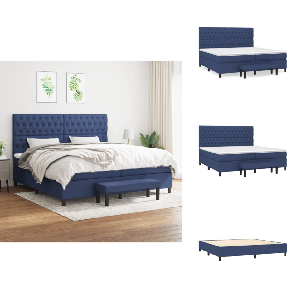 vidaXL Boxspring - Boxsprings - Pocketveringbed - Bed - Boxspring met matras stof blauw 200x200 cm vidaXL Boxspring - Boxsprings - Pocketveringbed - Bed - Boxspring met matras stof blauw 200x200 cm afbeelding 1