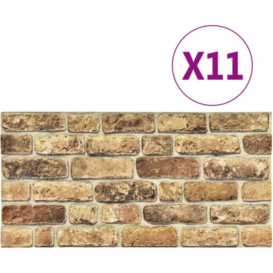 vidaXL 11 st Wandpanelen 3D donkerzandkleurige baksteen EPS vidaXL 11 st Wandpanelen 3D donkerzandkleurige baksteen EPS afbeelding 1