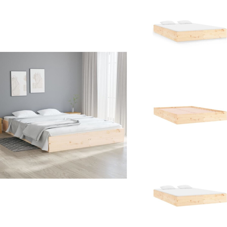 vidaXL Bedframe - Bedframes - Bed - Bedbodem - Bedframe zonder matras massief hout 120x200 cm afbeelding 1