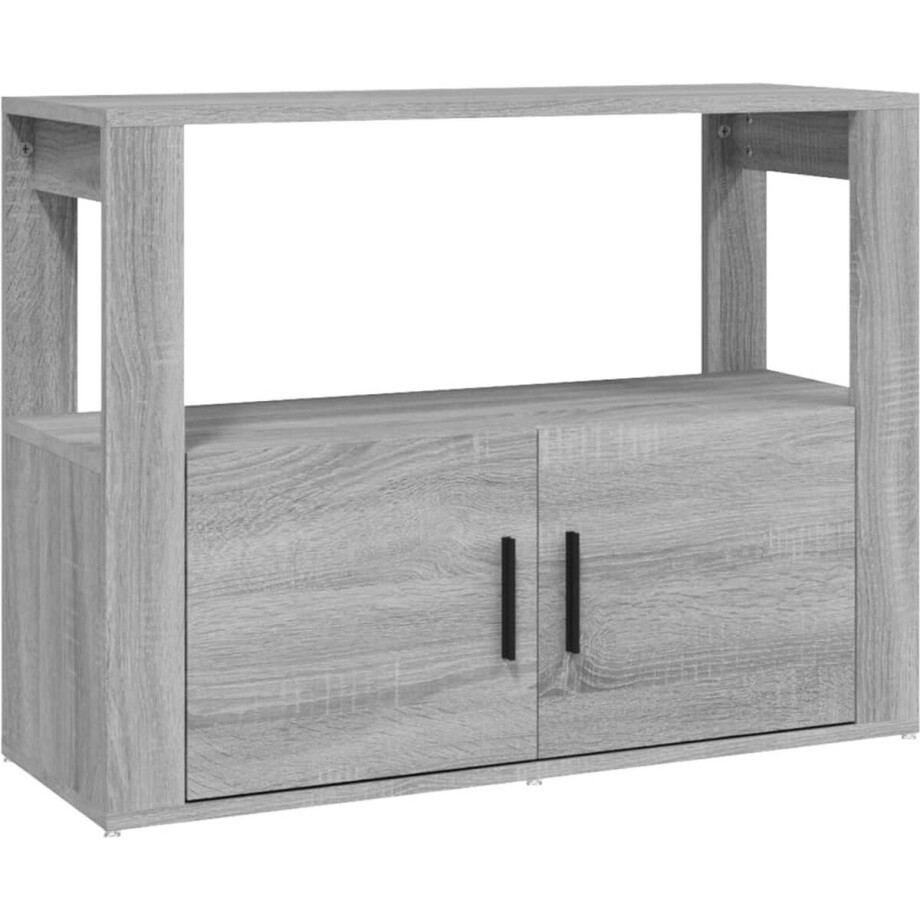 vidaXL - Dressoir - 80x30x60 - cm - bewerkt - hout - grijs - sonoma - eikenkleurig vidaXL - Dressoir - 80x30x60 - cm - bewerkt - hout - grijs - sonoma - eikenkleurig afbeelding 1