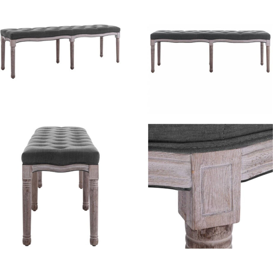 vidaXL Bankje 150x40x48 cm linnen massief hout donkergrijs - Bank - Banken - Stoffen Bank - Stoffen Banken vidaXL Bankje 150x40x48 cm linnen massief hout donkergrijs - Bank - Banken - Stoffen Bank - Stoffen Banken afbeelding 1