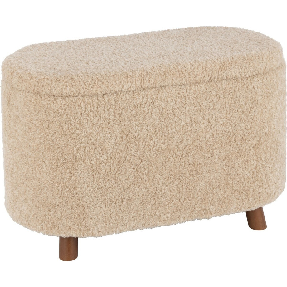 J-Line poef Opslag Teddy - polyester - beige J-Line poef Opslag Teddy - polyester - beige afbeelding 1