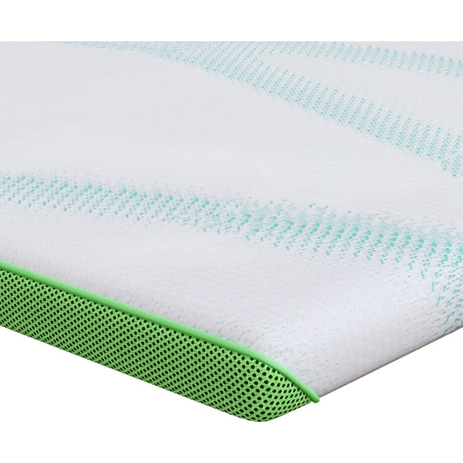 vidaXL - Matras - Topper - Wit - en - Groen - 140 - x - 200 - cm - Jacquard - Stof afbeelding 1