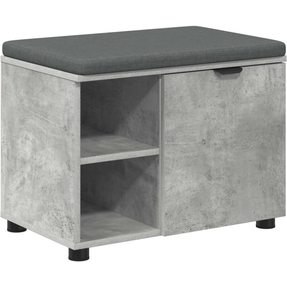 vidaXL - Hallenbank - Beton - Grijs - 60 - x - 38 - x - 46 - cm - Geengineerd - Hout - en - Stof afbeelding 1