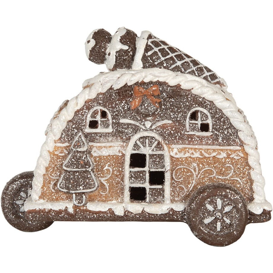 Clayre & Eef Decoratie Huis met LED 21x11x16 cm Bruin Kunststof Clayre & Eef Decoratie Huis met LED 21x11x16 cm Bruin Kunststof afbeelding 1