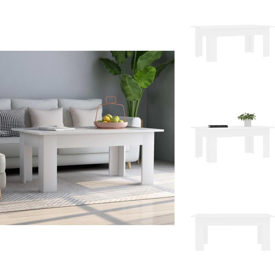 vidaXL Salontafel - Salontafels - Koffietafel - Koffietafels - Salontafel 100x60x42 cm bewerkt hout wit afbeelding 1