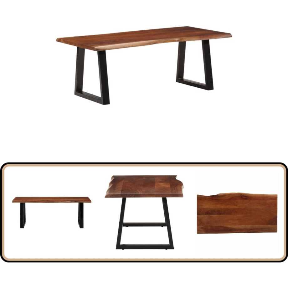 vidaXL - Salontafel - 110x55x40 - cm - massief - acaciahout - honingbruin afbeelding 1