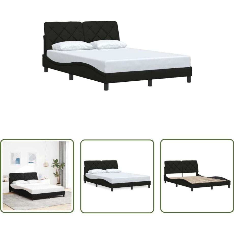 vidaXL Boxspring - Bed Frame - Bedframe zonder matras 120x200 cm stof zwart - Tweepersoonsbed - Houten Bed - Design Bed afbeelding 1