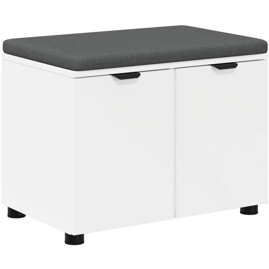 vidaXL - Hallenbank - Wit - 60 - x - 38 - x - 46 - cm - Geengineerd - Hout - en - Stof afbeelding 1