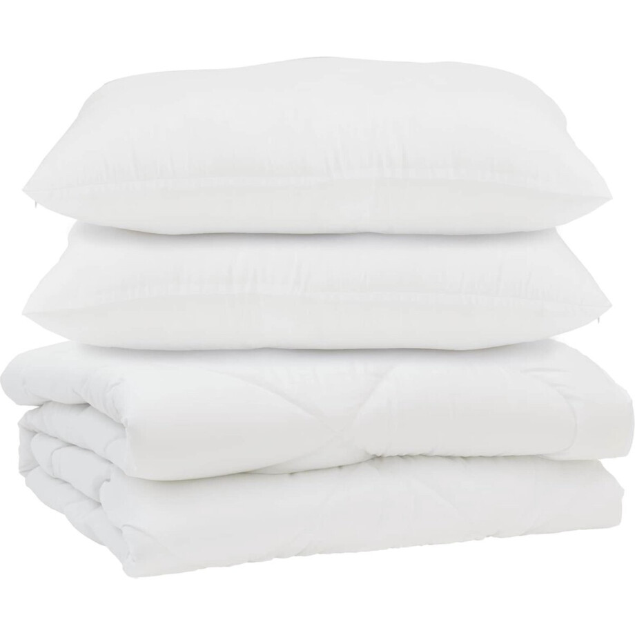 vidaXL - Dekbed - met - kussen - 3 - pcs - Wit - Microvezel afbeelding 1