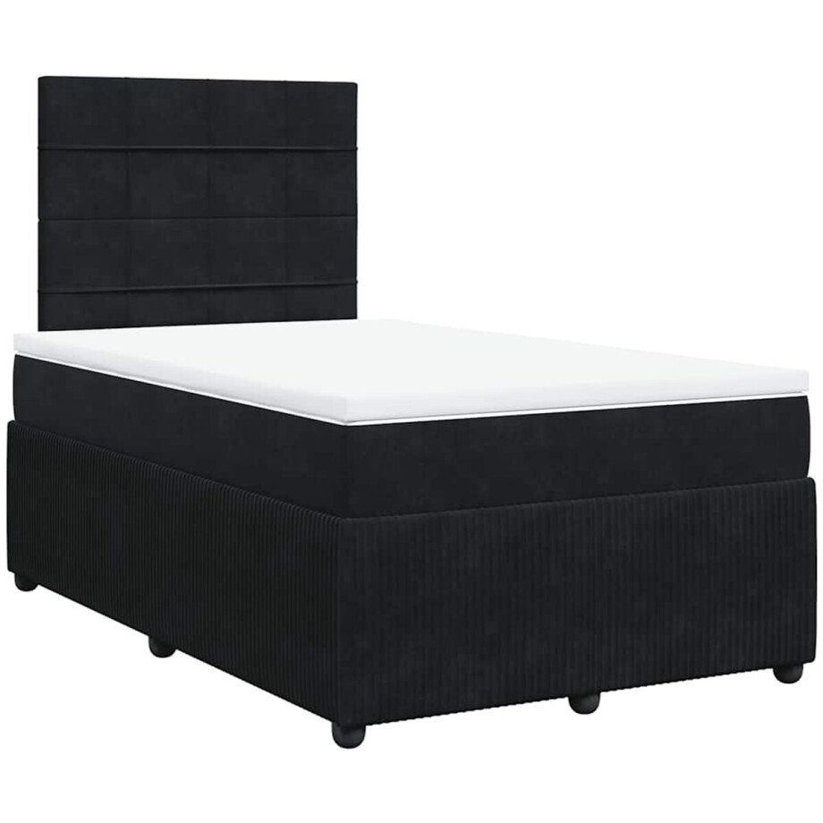 vidaXL - Boxspring - met - matras - fluweel - zwart - 120x190 - cm afbeelding 1
