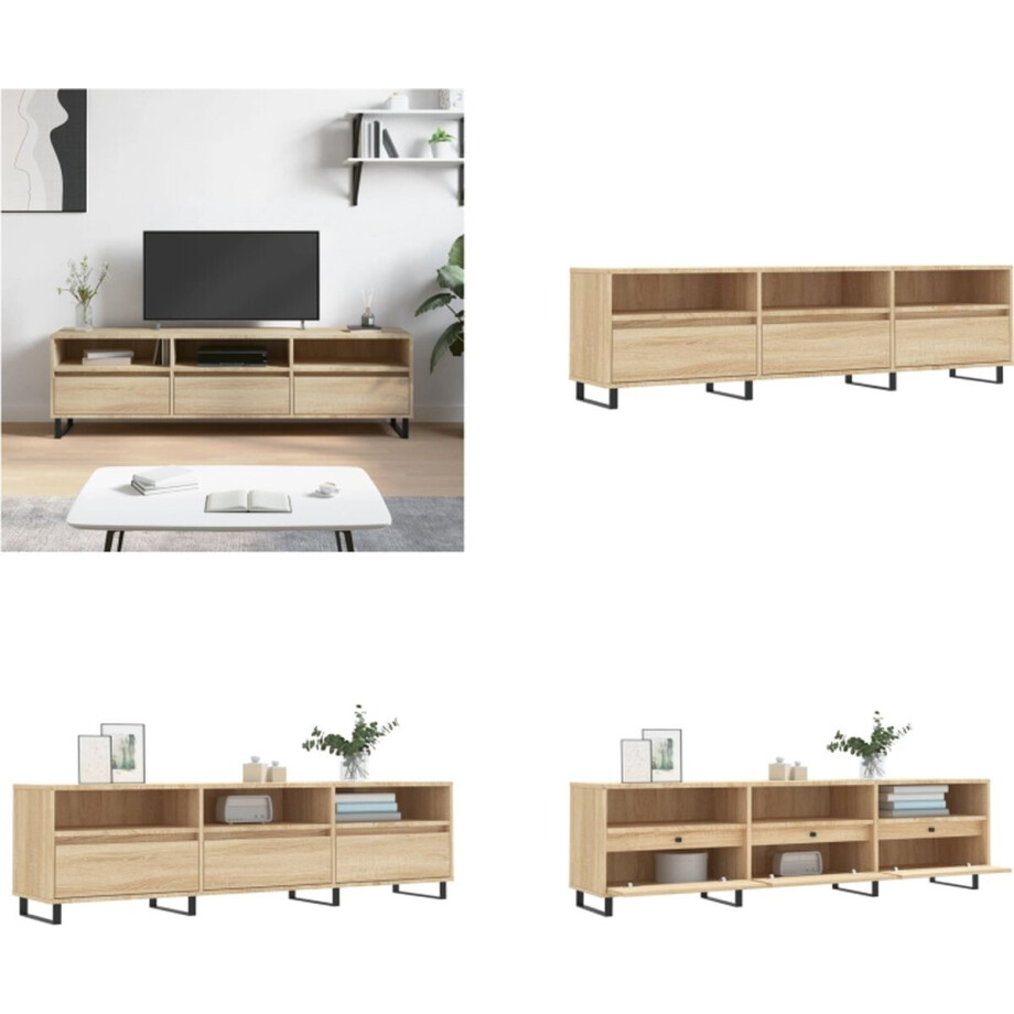 vidaXL Tv-meubel 150x30x44,5 cm bewerkt hout sonoma eikenkleurig - Tv-meubel - Tv-meubels - Tv-kast - Hifi-kast vidaXL Tv-meubel 150x30x44,5 cm bewerkt hout sonoma eikenkleurig - Tv-meubel - Tv-meubels - Tv-kast - Hifi-kast afbeelding 1