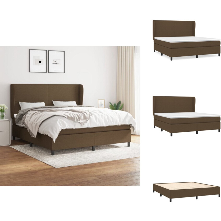 vidaXL Boxspring - Boxsprings - Bed - Slaapmeubel - Boxspring met matras stof donkerbruin 160x200 cm vidaXL Boxspring - Boxsprings - Bed - Slaapmeubel - Boxspring met matras stof donkerbruin 160x200 cm afbeelding 1