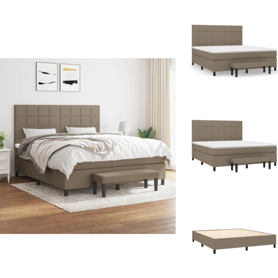 vidaXL Boxspring - Boxsprings - Pocketveringbed - Bed - Boxspring met matras stof taupe 180x200 cm vidaXL Boxspring - Boxsprings - Pocketveringbed - Bed - Boxspring met matras stof taupe 180x200 cm afbeelding 1