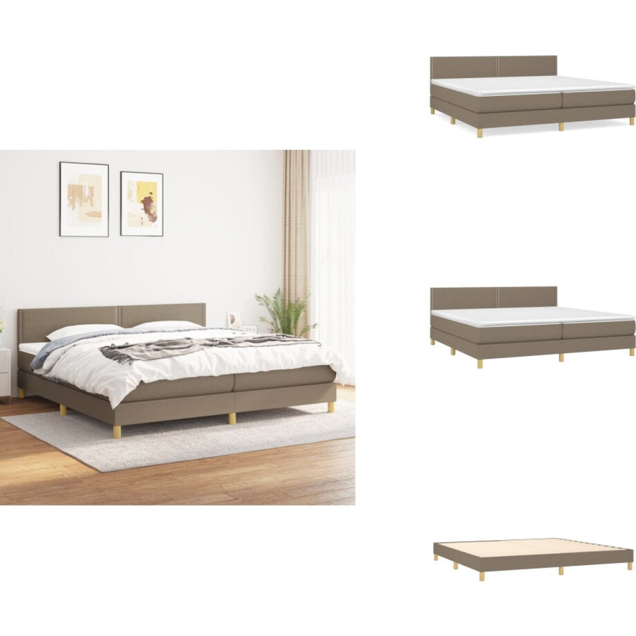 vidaXL Boxspring - Boxsprings - Bed - Slaapmeubel - Boxspring met matras stof taupe 200x200 cm afbeelding 1