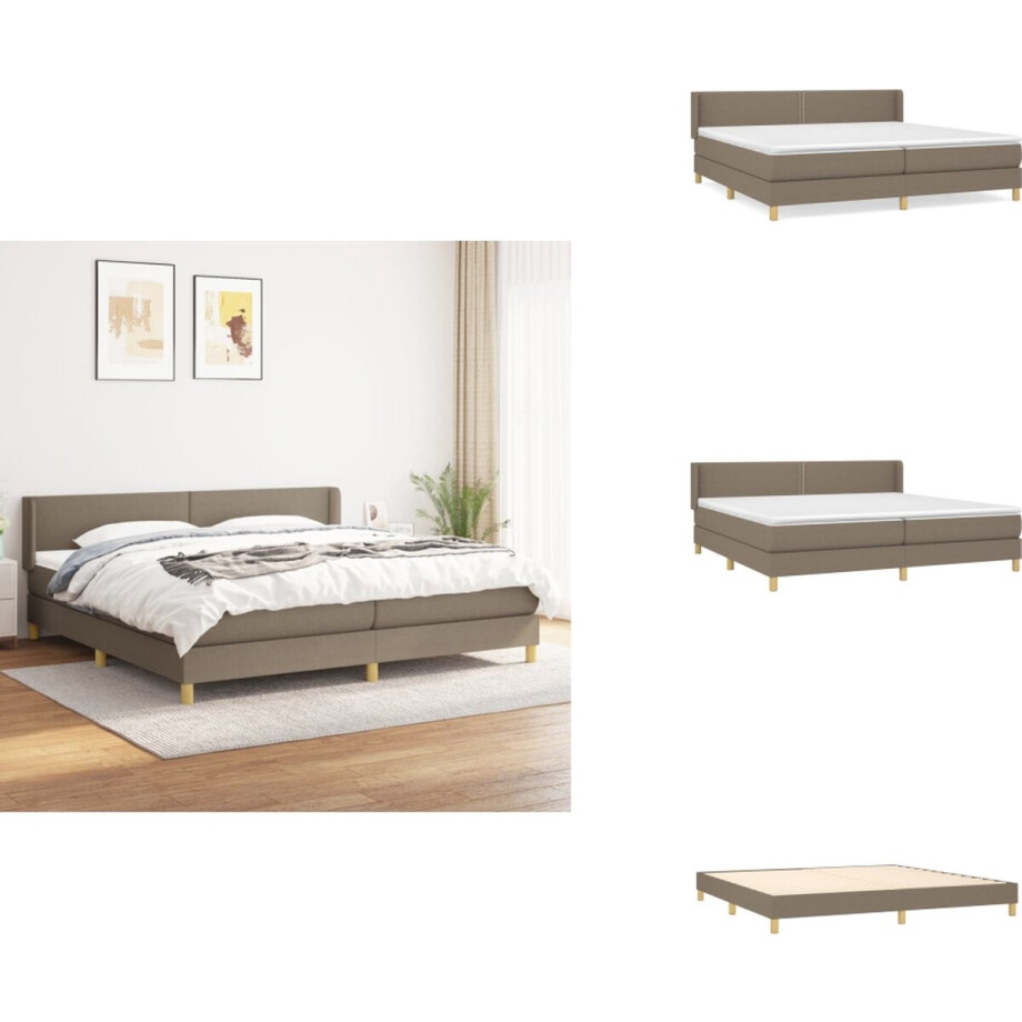 vidaXL Boxspring - Boxsprings - Bed - Slaapmeubel - Boxspring met matras stof taupe 200x200 cm vidaXL Boxspring - Boxsprings - Bed - Slaapmeubel - Boxspring met matras stof taupe 200x200 cm afbeelding 1