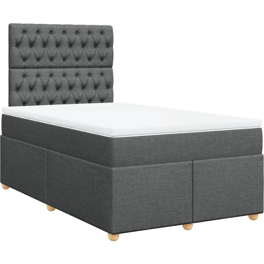 vidaXL - Boxspring - met - matras - stof - donkergrijs - 120x190 - cm vidaXL - Boxspring - met - matras - stof - donkergrijs - 120x190 - cm afbeelding 1