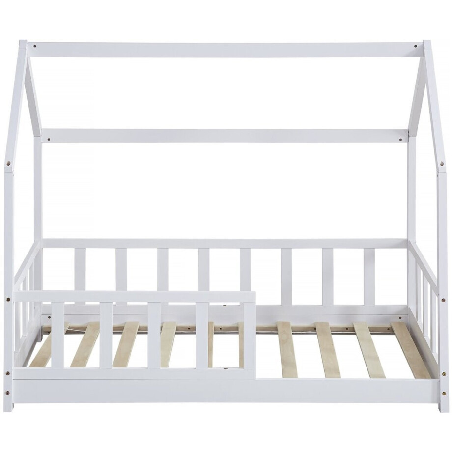 Kinderbed houten bed huisje met uitvalbeveiliging "Charlotte" - Wit - 80 x 160 cm Kinderbed houten bed huisje met uitvalbeveiliging "Charlotte" - Wit - 80 x 160 cm afbeelding 1