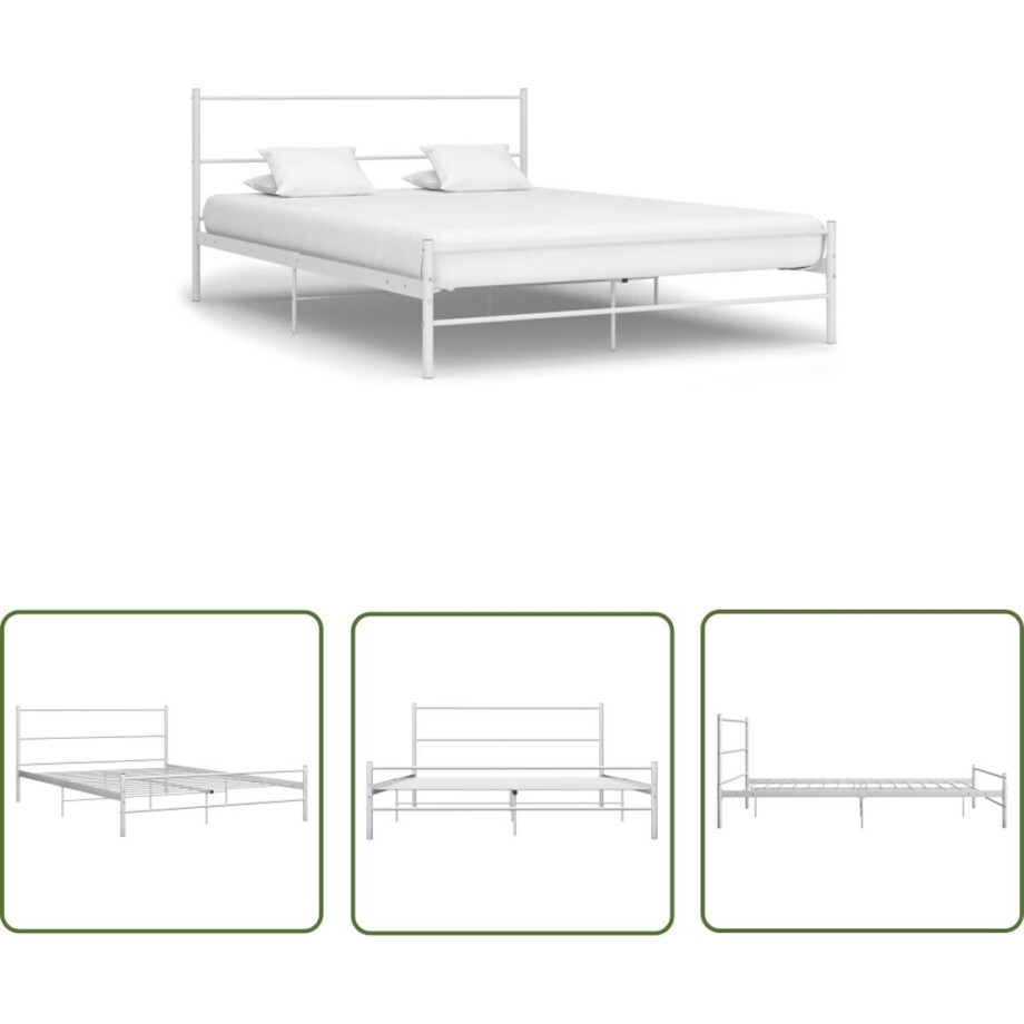 vidaXL Tweepersoonsbed - Metalen Bed - Bedframe metaal wit 140x200 cm - Bedframe - Wit Bed - Slaapkamer Meubels vidaXL Tweepersoonsbed - Metalen Bed - Bedframe metaal wit 140x200 cm - Bedframe - Wit Bed - Slaapkamer Meubels afbeelding 1