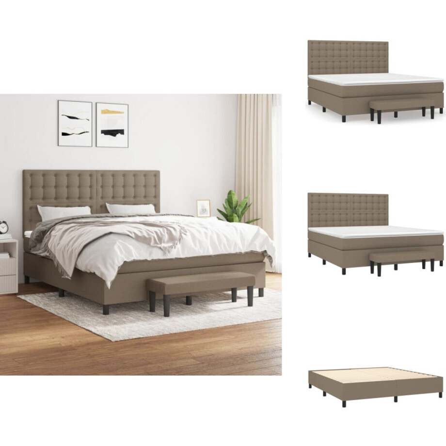 vidaXL Boxspring - Boxsprings - Pocketveringbed - Bed - Boxspring met matras stof taupe 180x200 cm vidaXL Boxspring - Boxsprings - Pocketveringbed - Bed - Boxspring met matras stof taupe 180x200 cm afbeelding 1