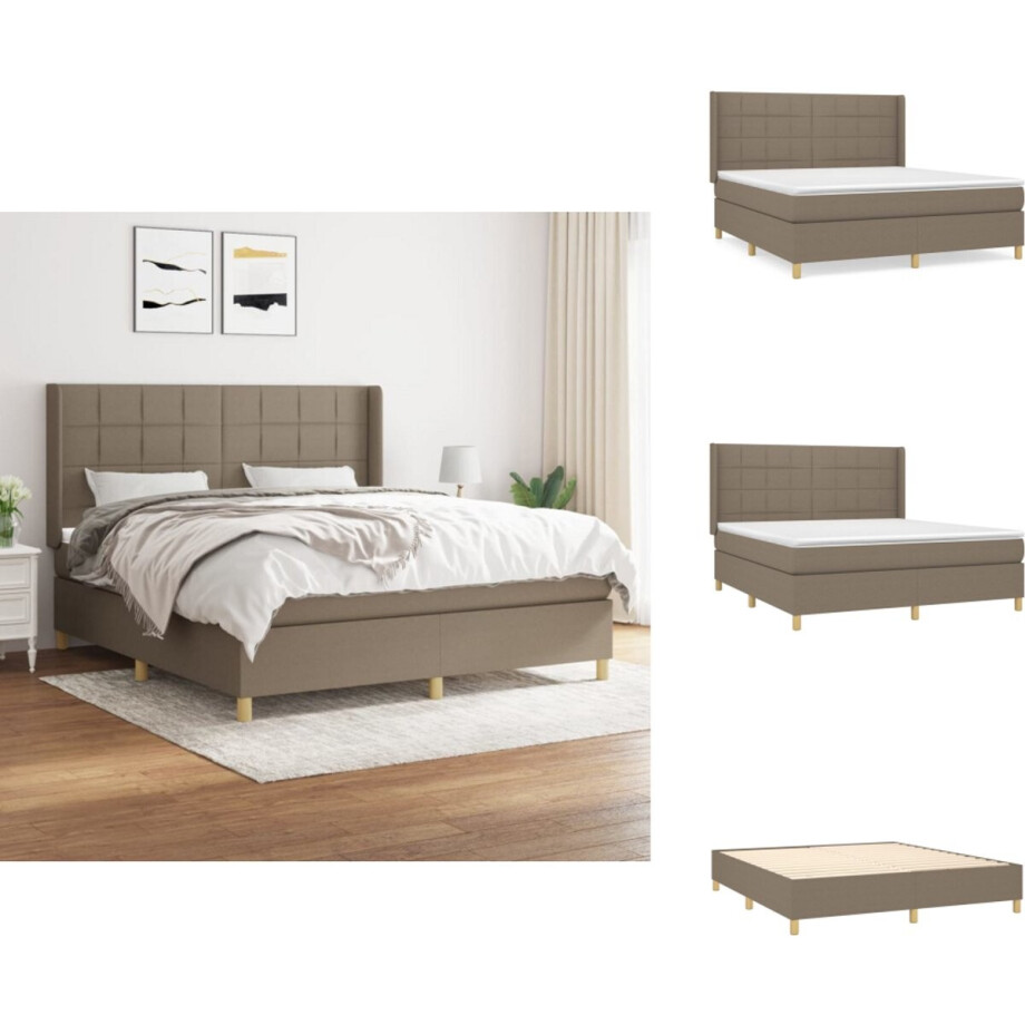 vidaXL Boxspring - Boxsprings - Bed - Slaapmeubel - Boxspring met matras stof taupe 180x200 cm afbeelding 1