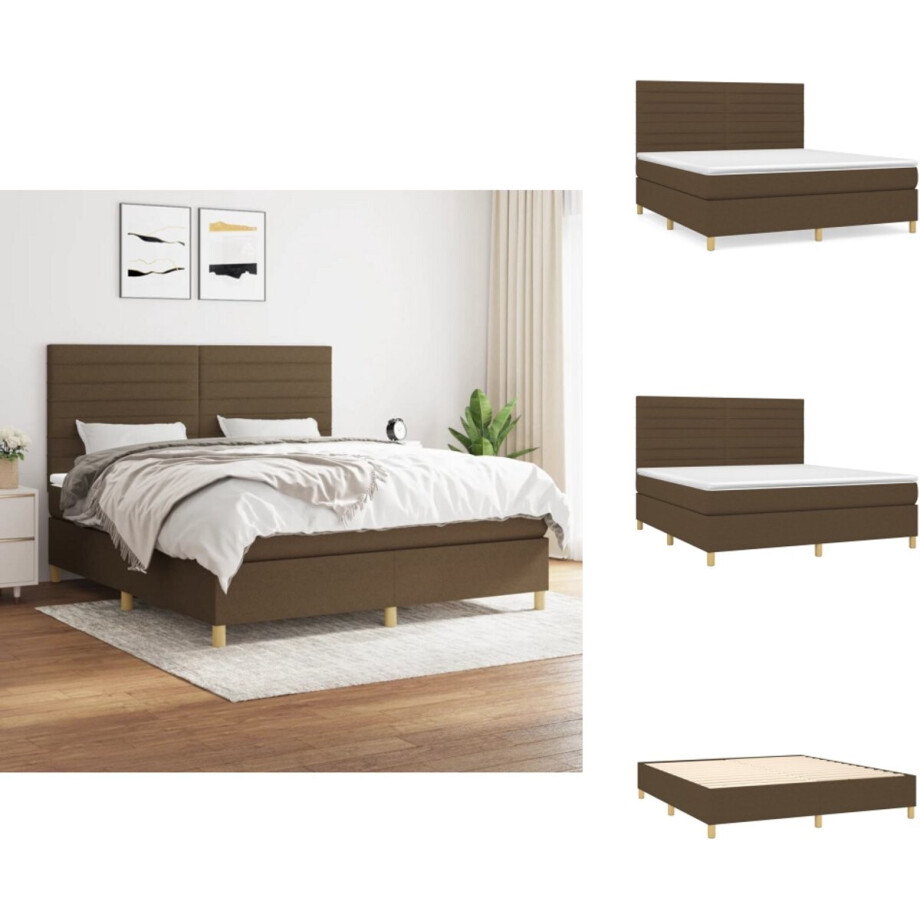 vidaXL Boxspring - Boxsprings - Bed - Slaapmeubel - Boxspring met matras stof donkerbruin 160x200 cm vidaXL Boxspring - Boxsprings - Bed - Slaapmeubel - Boxspring met matras stof donkerbruin 160x200 cm afbeelding 1