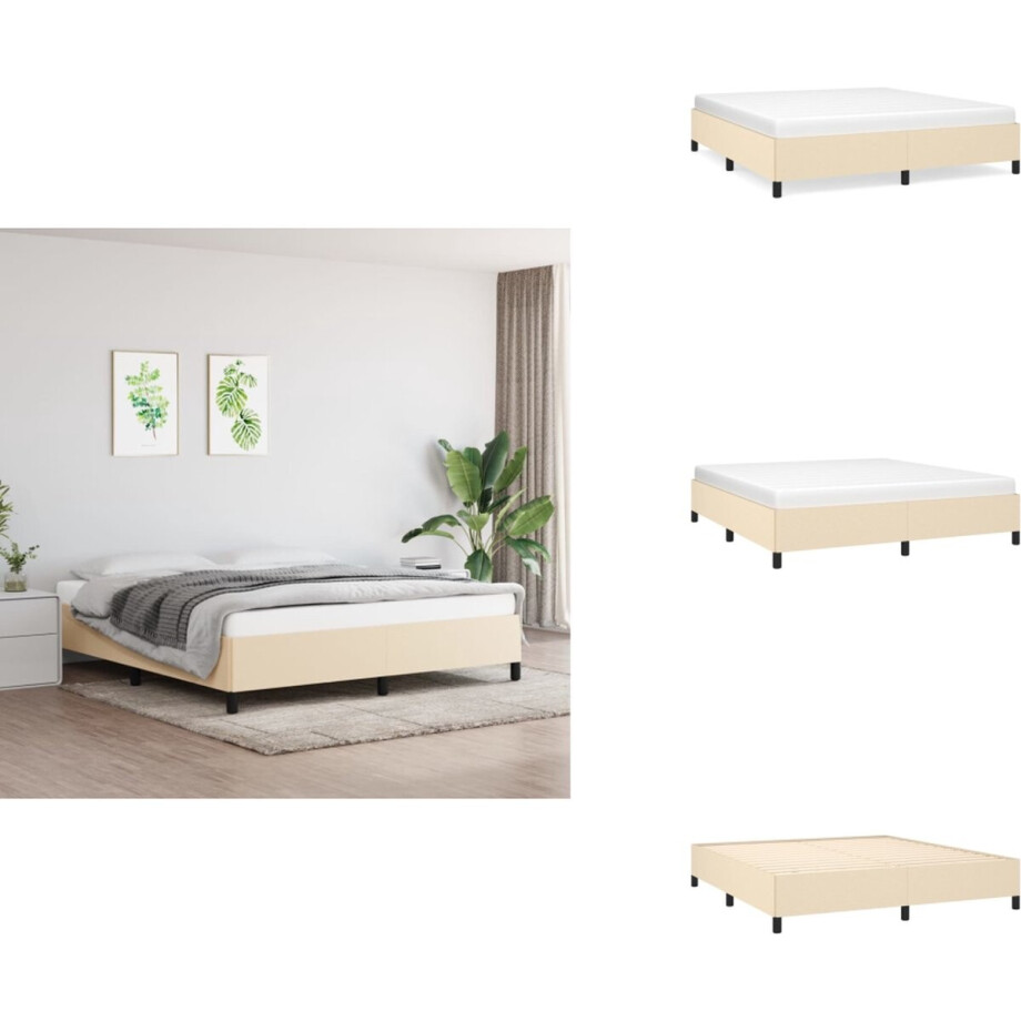 vidaXL Bedframe - Bedframe - Bed - Slaapmeubel - Bedframe zonder matras stof crèmekleurig 180x200 cm afbeelding 1