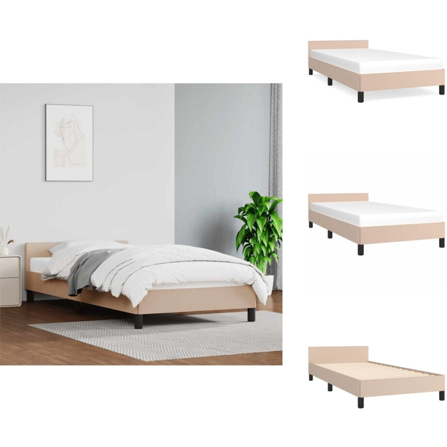 vidaXL Bedframe Met Hoofdbord - Bedframes Met Hoofdborden - Bedframe - Bed - Bedframe met hoofdeinde zonder matras Cappuccino 90x200 cm vidaXL Bedframe Met Hoofdbord - Bedframes Met Hoofdborden - Bedframe - Bed - Bedframe met hoofdeinde zonder matras Cappuccino 90x200 cm afbeelding 1