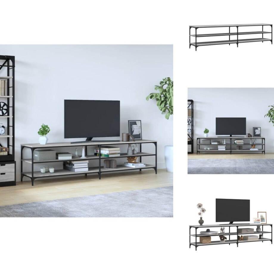 vidaXL Tv Meubel - Tv Meubels - Tv Wandmeubel - Tv Tafel - Tv-meubel 200x30x50 cm bewerkt hout metaal grijs sonoma eiken afbeelding 1