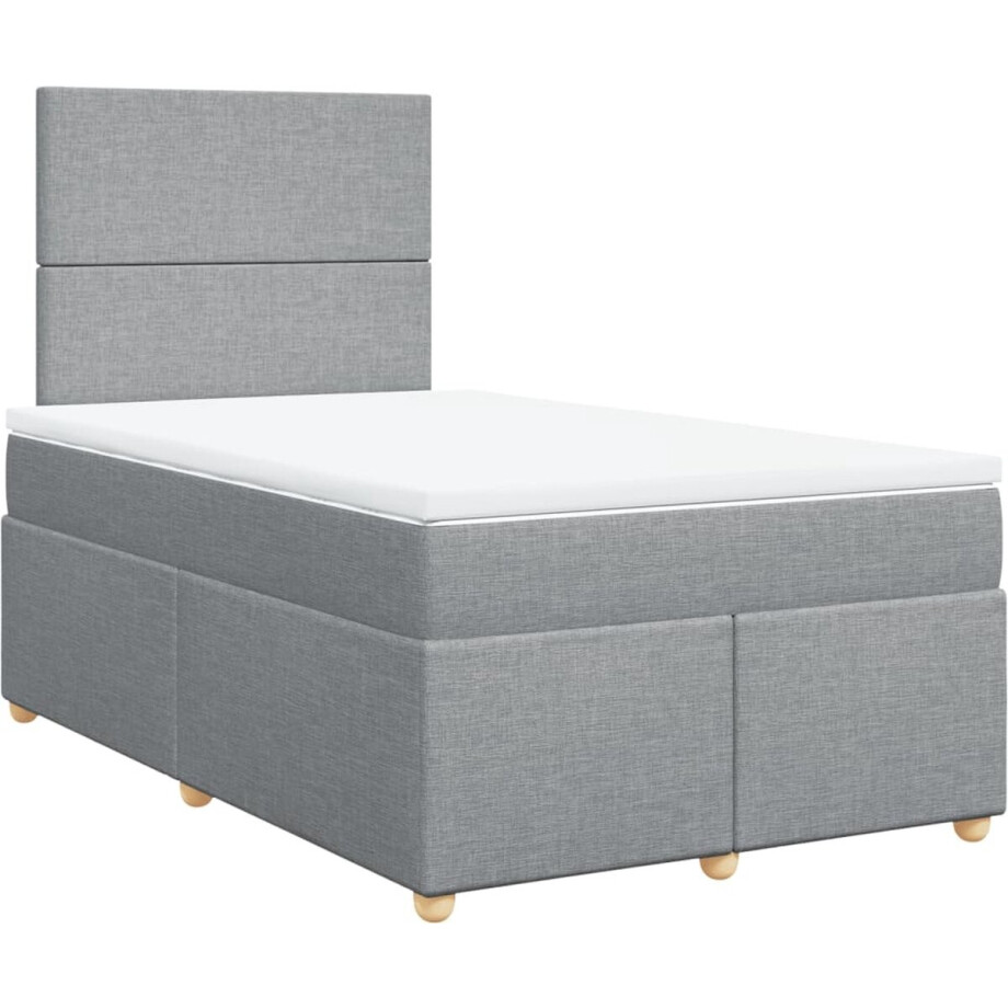vidaXL - Boxspring - met - matras - stof - lichtgrijs - 120x190 - cm vidaXL - Boxspring - met - matras - stof - lichtgrijs - 120x190 - cm afbeelding 1